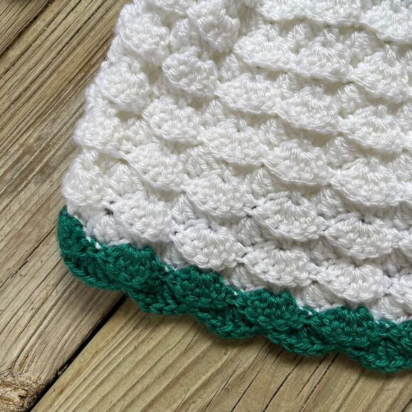 Girls White And Green Handmade Cardigan Sweater Size L - Picture 6 of 6